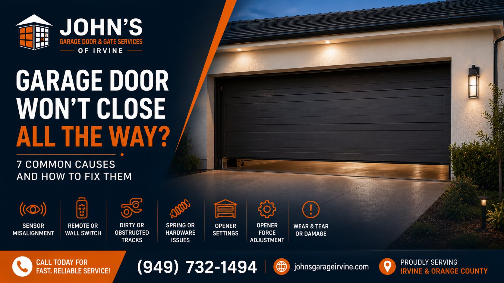 Garage Door Won't Close All the Way? 7 Common Causes and How to Fix Them