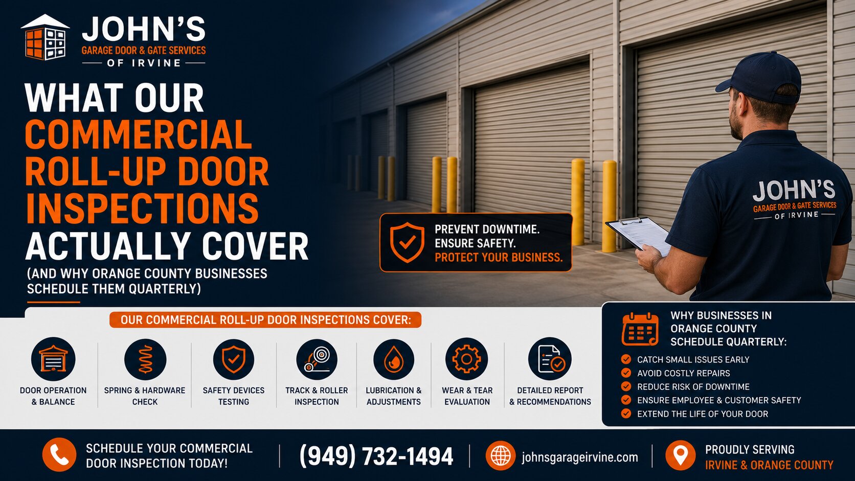 What Our Commercial Roll-Up Door Inspections Actually Cover (And Why Orange County Businesses Schedule Them Quarterly)