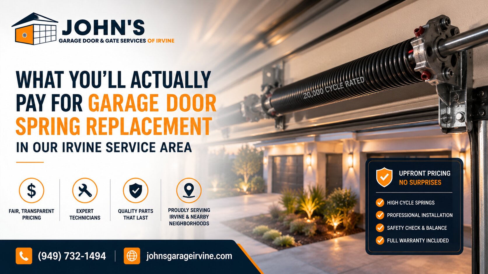 What You'll Actually Pay for Garage Door Spring Replacement in Our Irvine Service Area