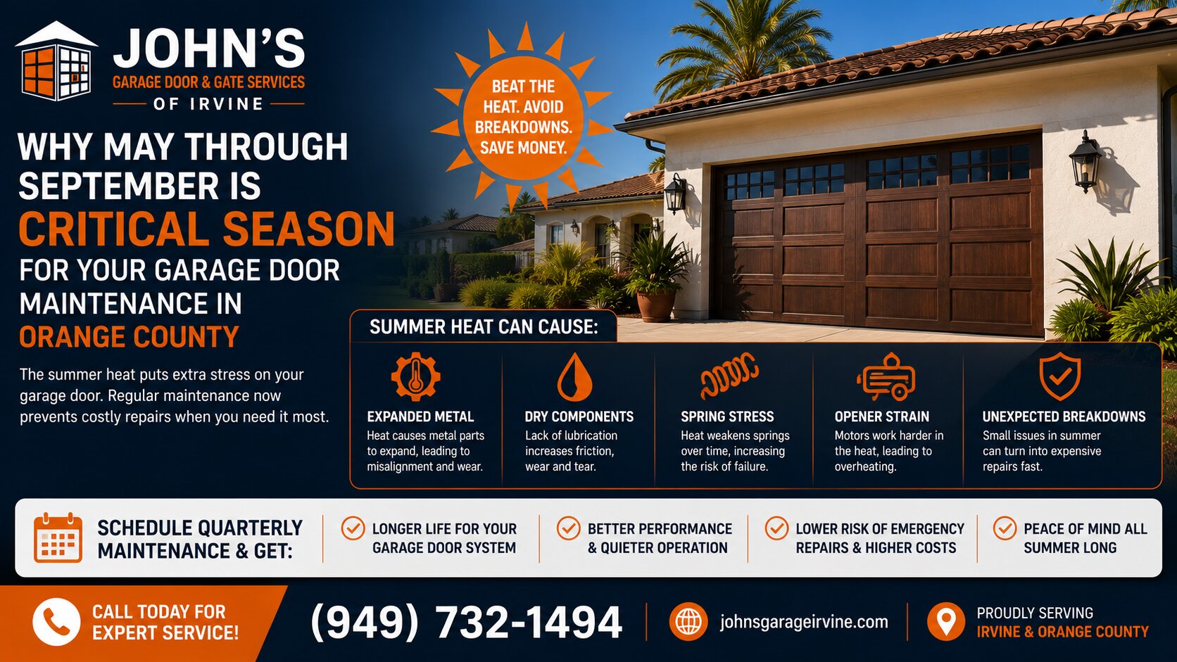 Why May Through September Is Critical Season for Your Garage Door Maintenance in Orange County