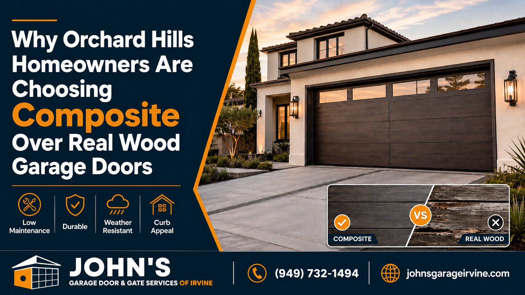 Why Orchard Hills Homeowners Are Choosing Composite Over Real Wood Garage Doors